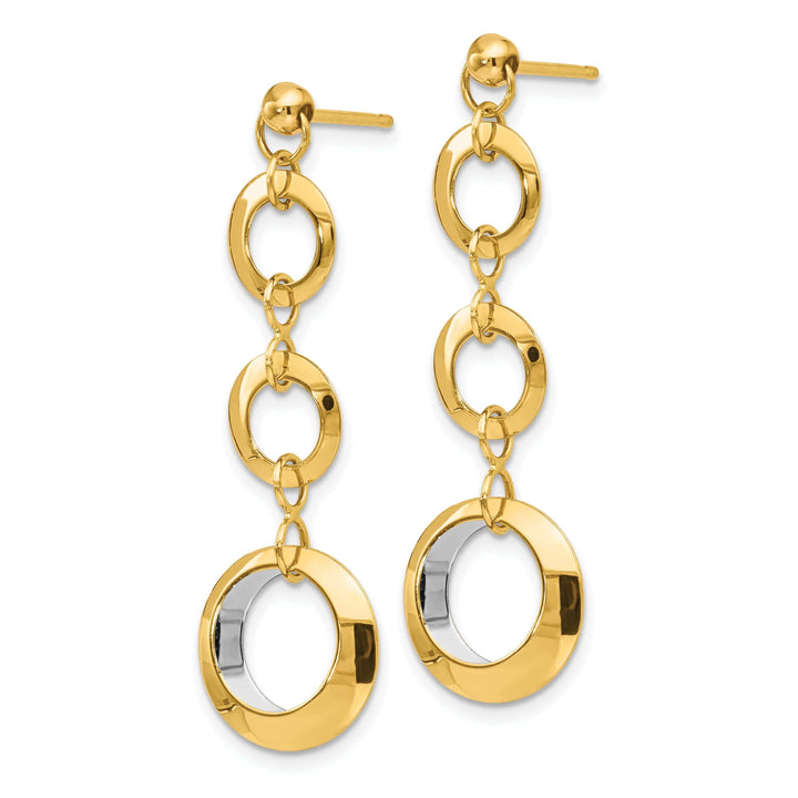 Lovely Rita's Earrings 14k Two Tone Gold Circle Post Earrings