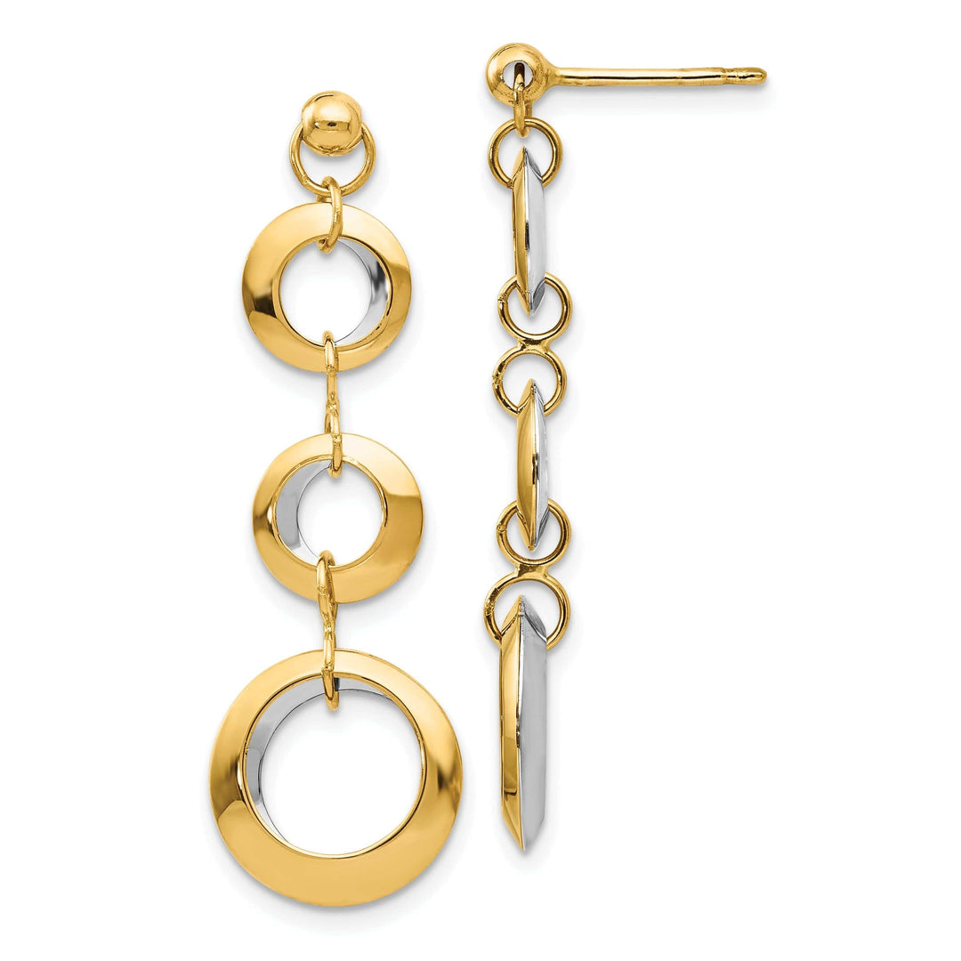 Lovely Rita's Earrings 14k Two Tone Gold Circle Post Earrings