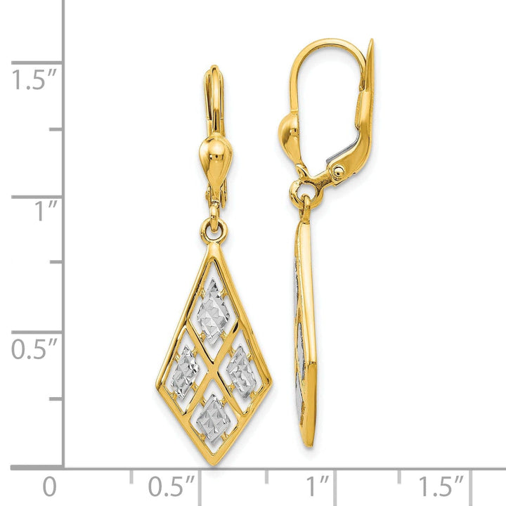 Lovely Rita's Earrings 14k Two Tone Gold D.C Leverback Earrings