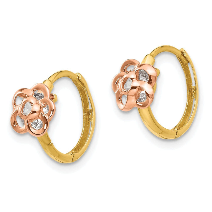 Lovely Rita's Earrings 14k Two-tone Gold Flower Earrings