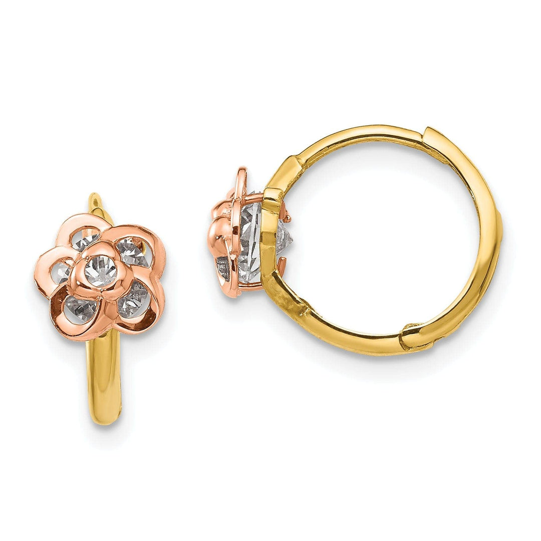 Lovely Rita's Earrings 14k Two-tone Gold Flower Earrings
