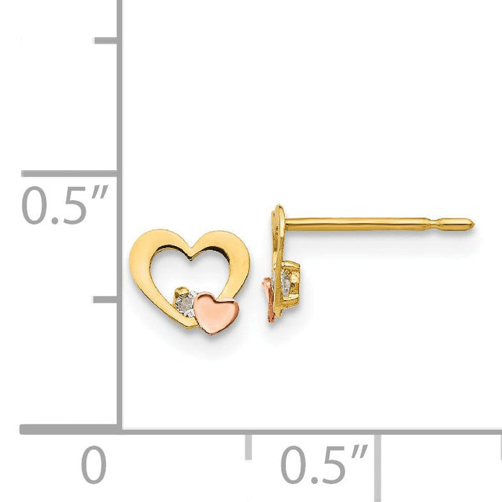 Lovely Rita's Earrings 14k Two-tone Gold Heart Post Earrings