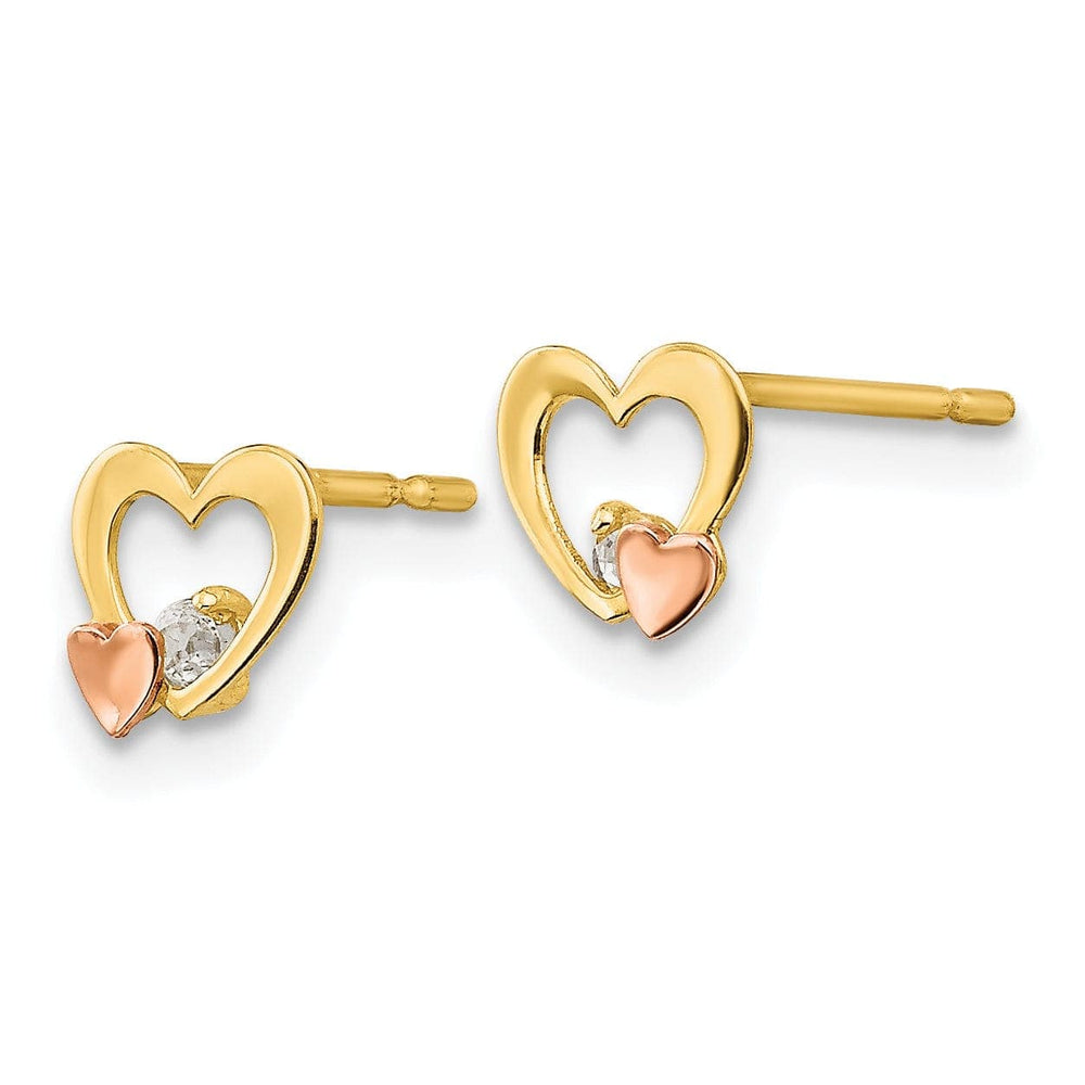 Lovely Rita's Earrings 14k Two-tone Gold Heart Post Earrings