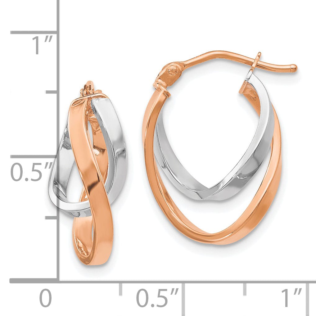 Lovely Rita's Earrings 14k Two tone Gold Hinged Hoop Earrings
