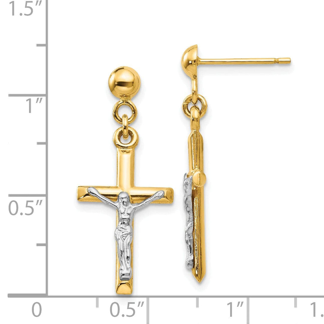 Lovely Rita's Earrings 14k Two-tone Gold Hollow Crucifix Earrings