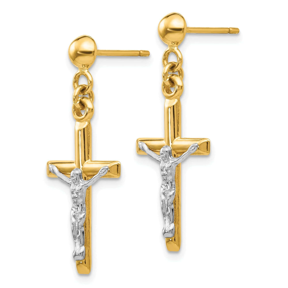 Lovely Rita's Earrings 14k Two-tone Gold Hollow Crucifix Earrings