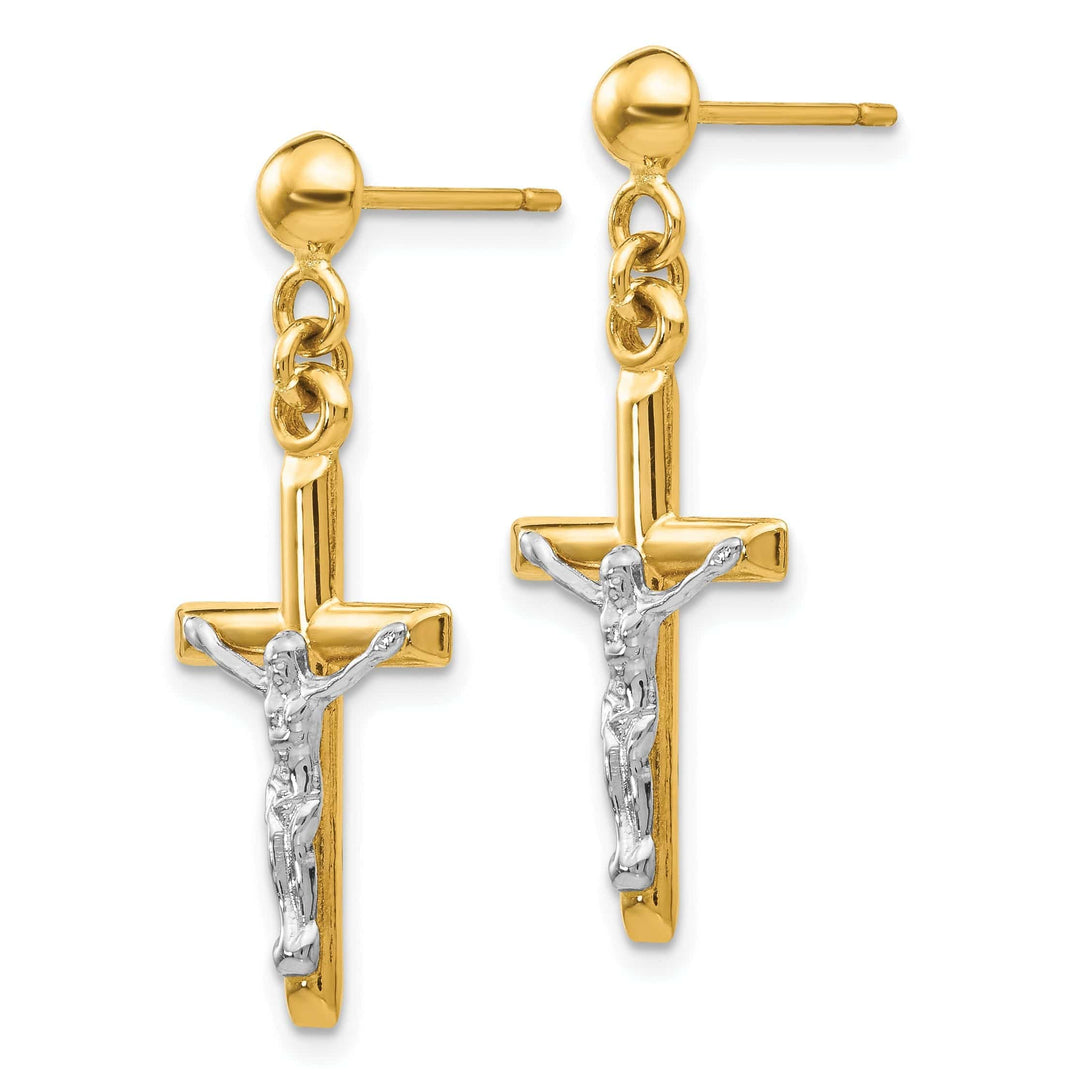 Lovely Rita's Earrings 14k Two-tone Gold Hollow Crucifix Earrings