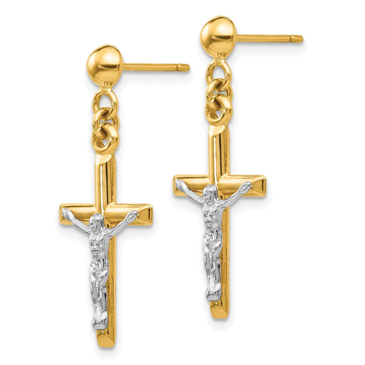 Lovely Rita's Earrings 14k Two-tone Gold Hollow Crucifix Earrings
