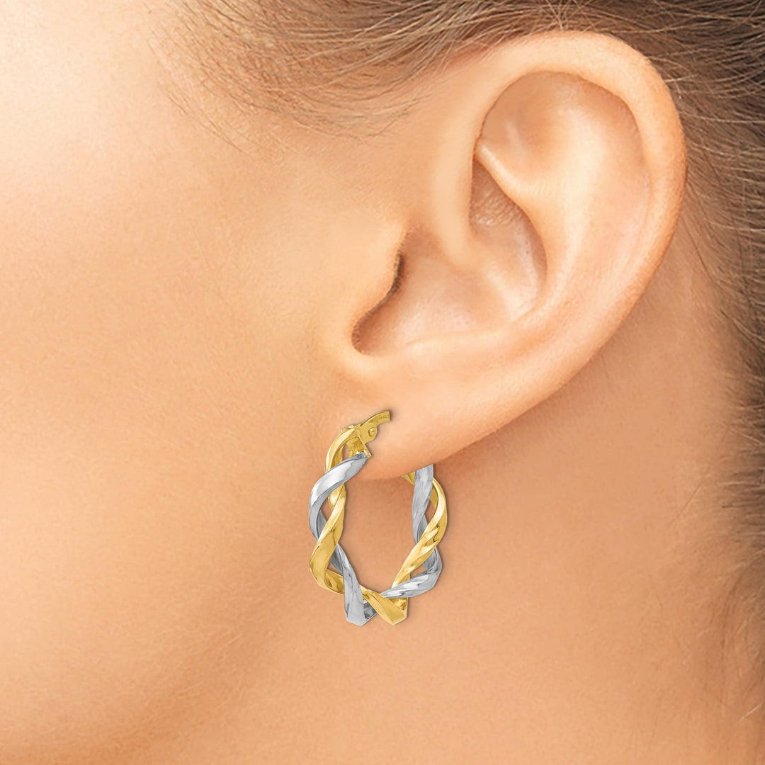 Lovely Rita's Earrings 14k Two Tone Gold Hoop Earrings