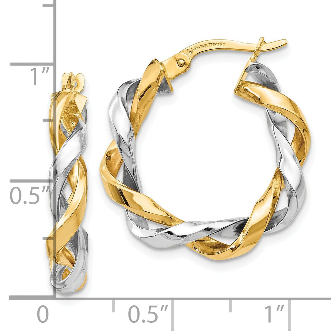 Lovely Rita's Earrings 14k Two Tone Gold Hoop Earrings