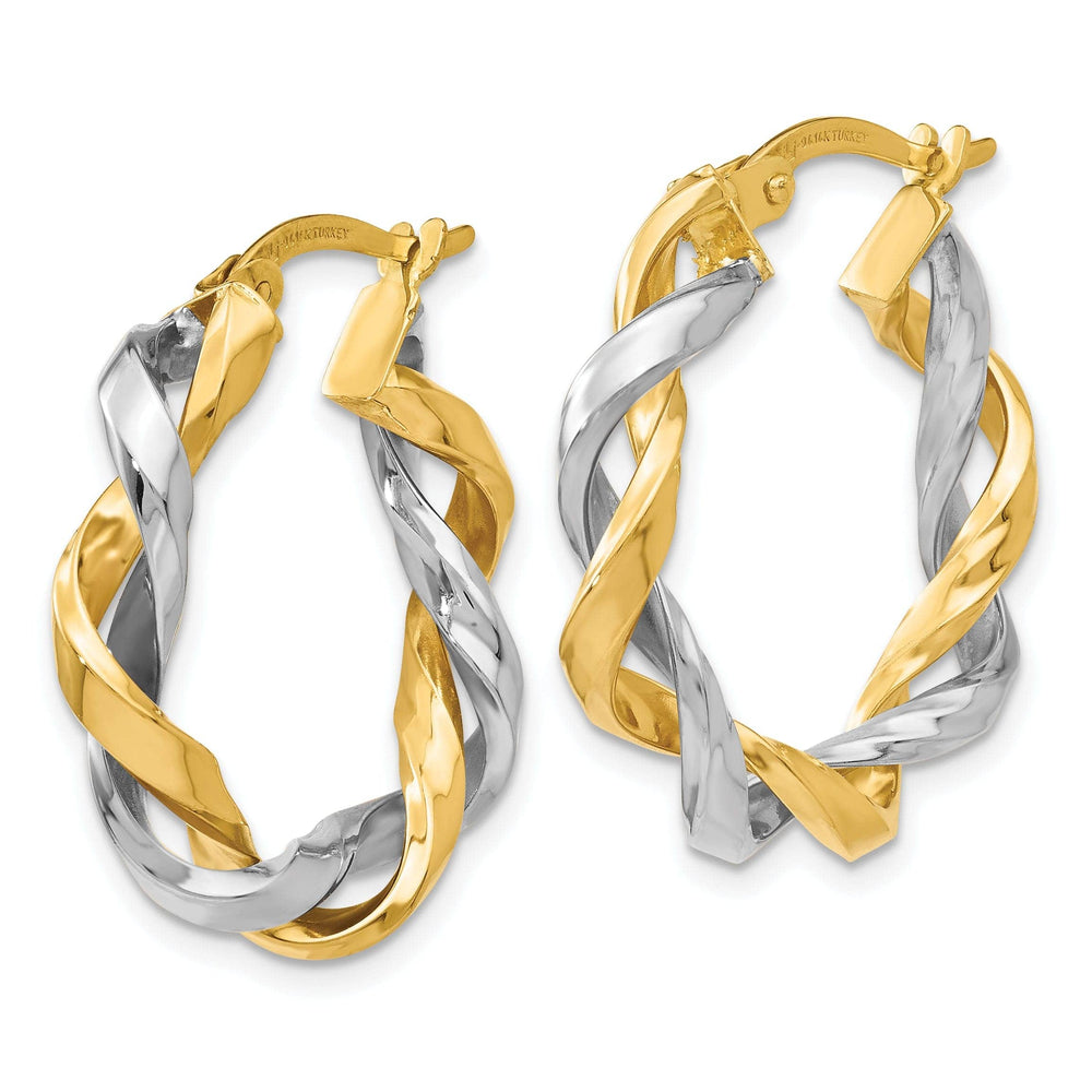Lovely Rita's Earrings 14k Two Tone Gold Hoop Earrings