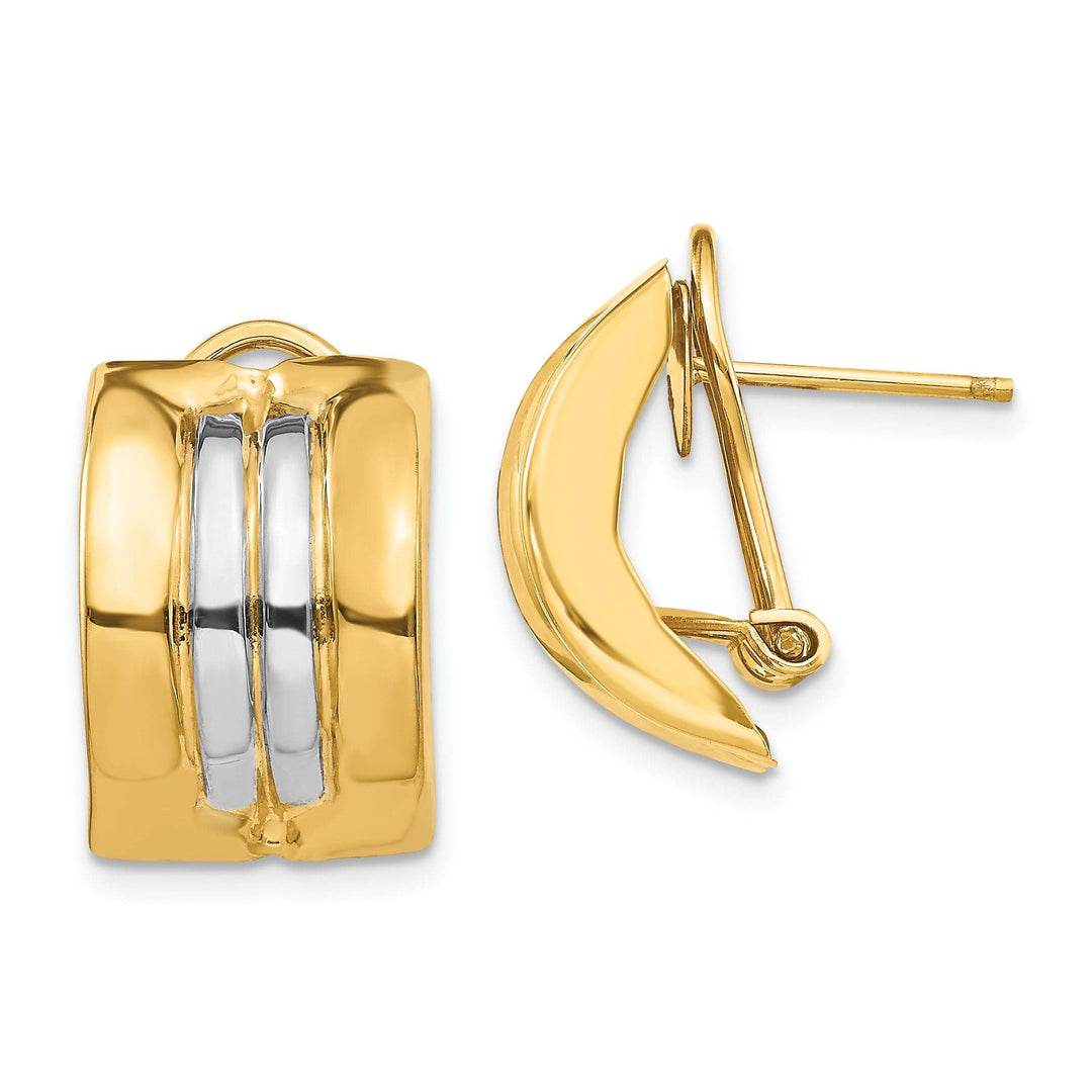 Lovely Rita's Earrings 14k Two-tone Gold Omega Post Earrings