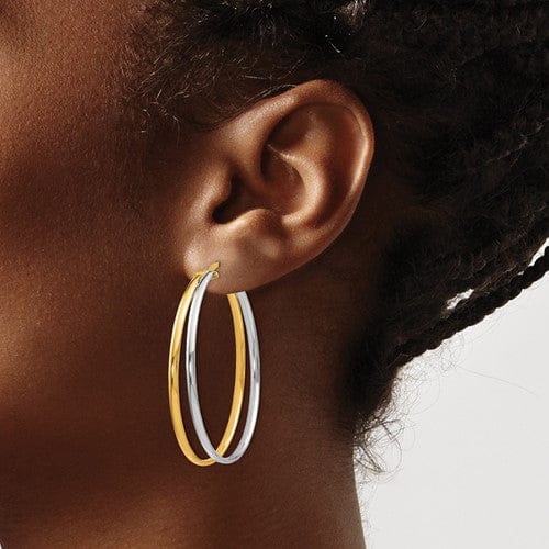 Lovely Rita's Earrings 14k Two Tone Gold Polish Hoop Earrings