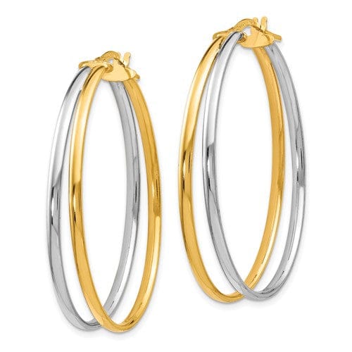 Lovely Rita's Earrings 14k Two Tone Gold Polish Hoop Earrings