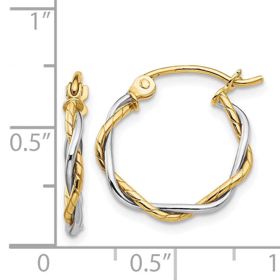 Lovely Rita's Earrings 14k Two-tone Gold Polished 2M Twisted Hoop Earring