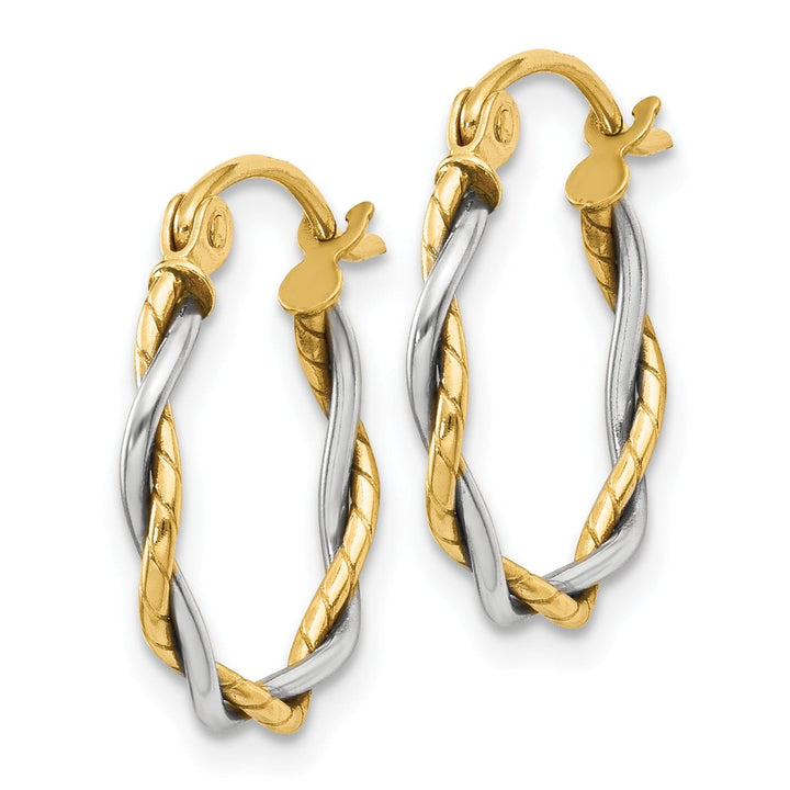 Lovely Rita's Earrings 14k Two-tone Gold Polished 2M Twisted Hoop Earring