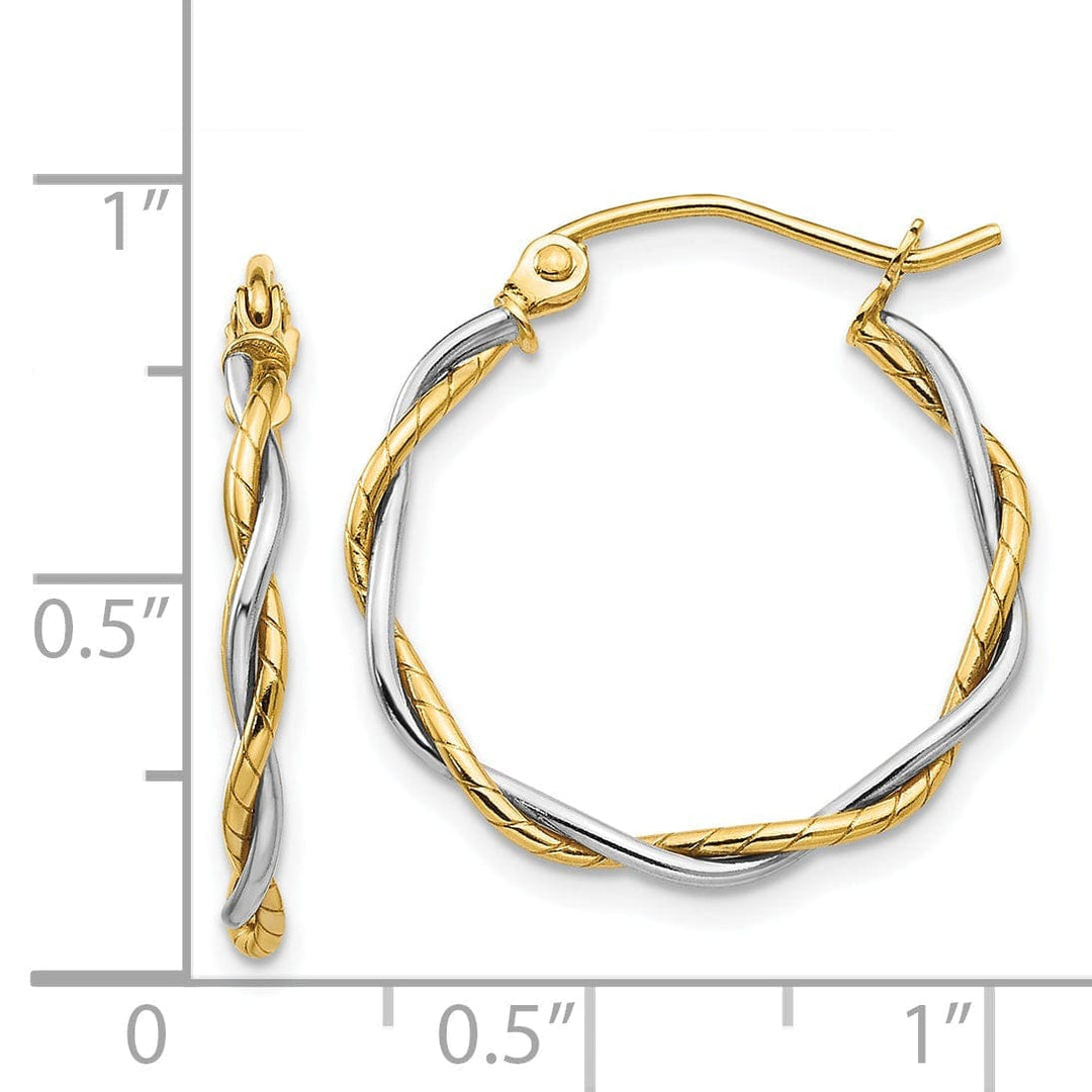 Lovely Rita's Earrings 14k Two-tone Gold Polished 2M Twisted Hoop Earring
