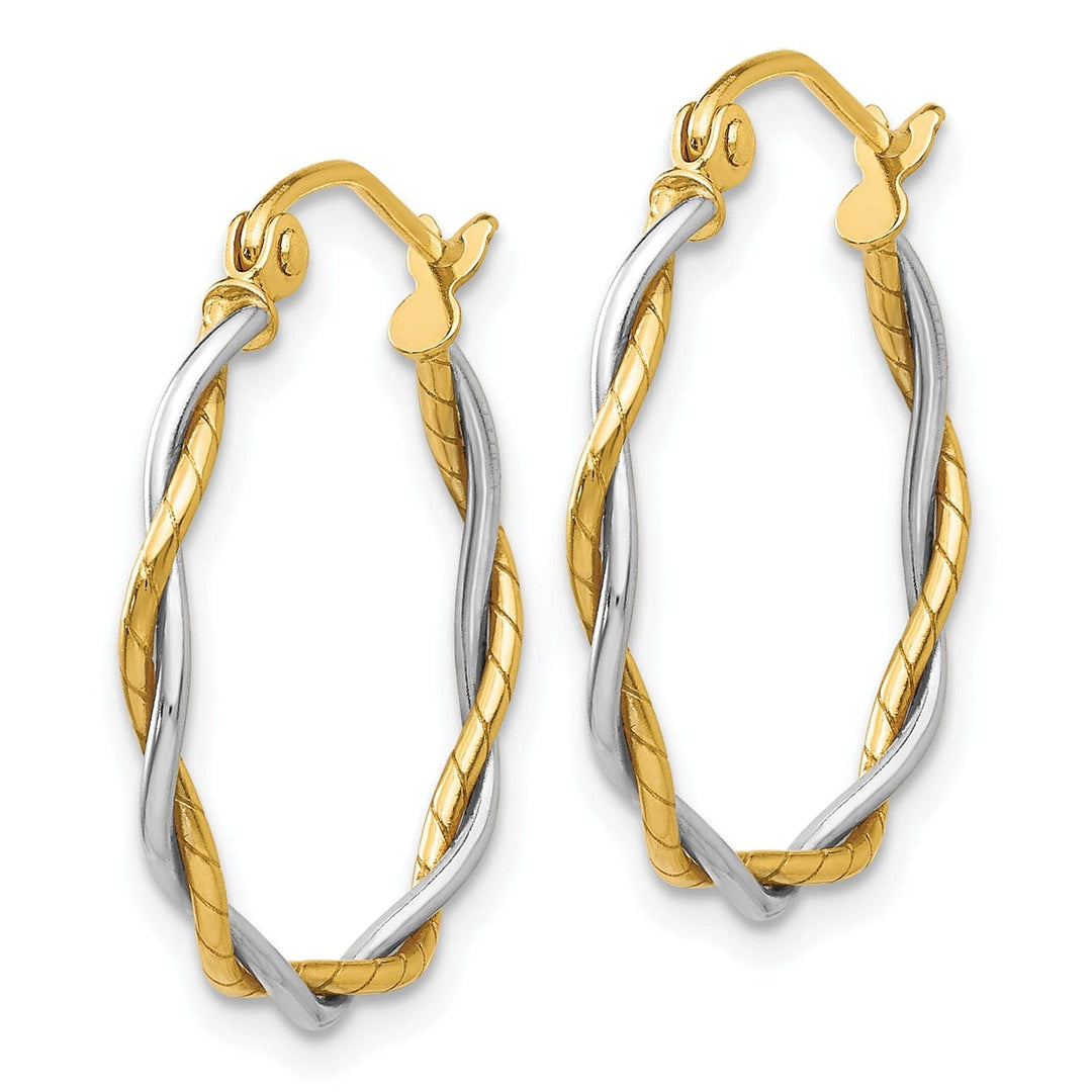 Lovely Rita's Earrings 14k Two-tone Gold Polished 2M Twisted Hoop Earring