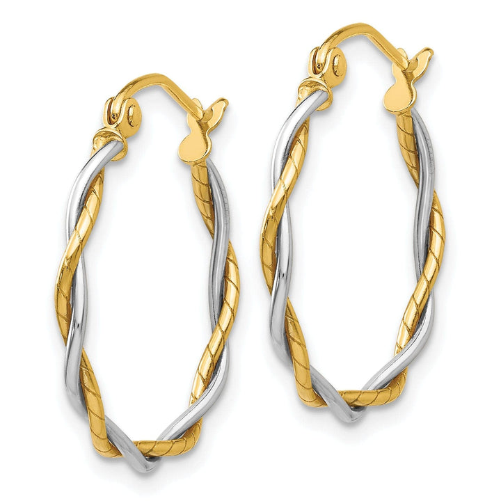 Lovely Rita's Earrings 14k Two-tone Gold Polished 2M Twisted Hoop Earring