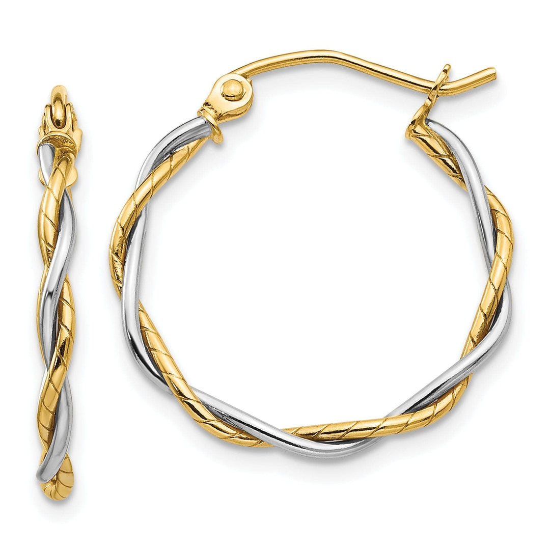 Lovely Rita's Earrings 14k Two-tone Gold Polished 2M Twisted Hoop Earring