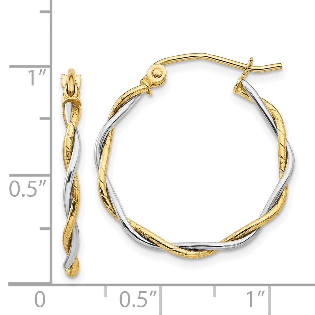 Lovely Rita's Earrings 14k Two-tone Gold Polished 2M Twisted Hoop Earring