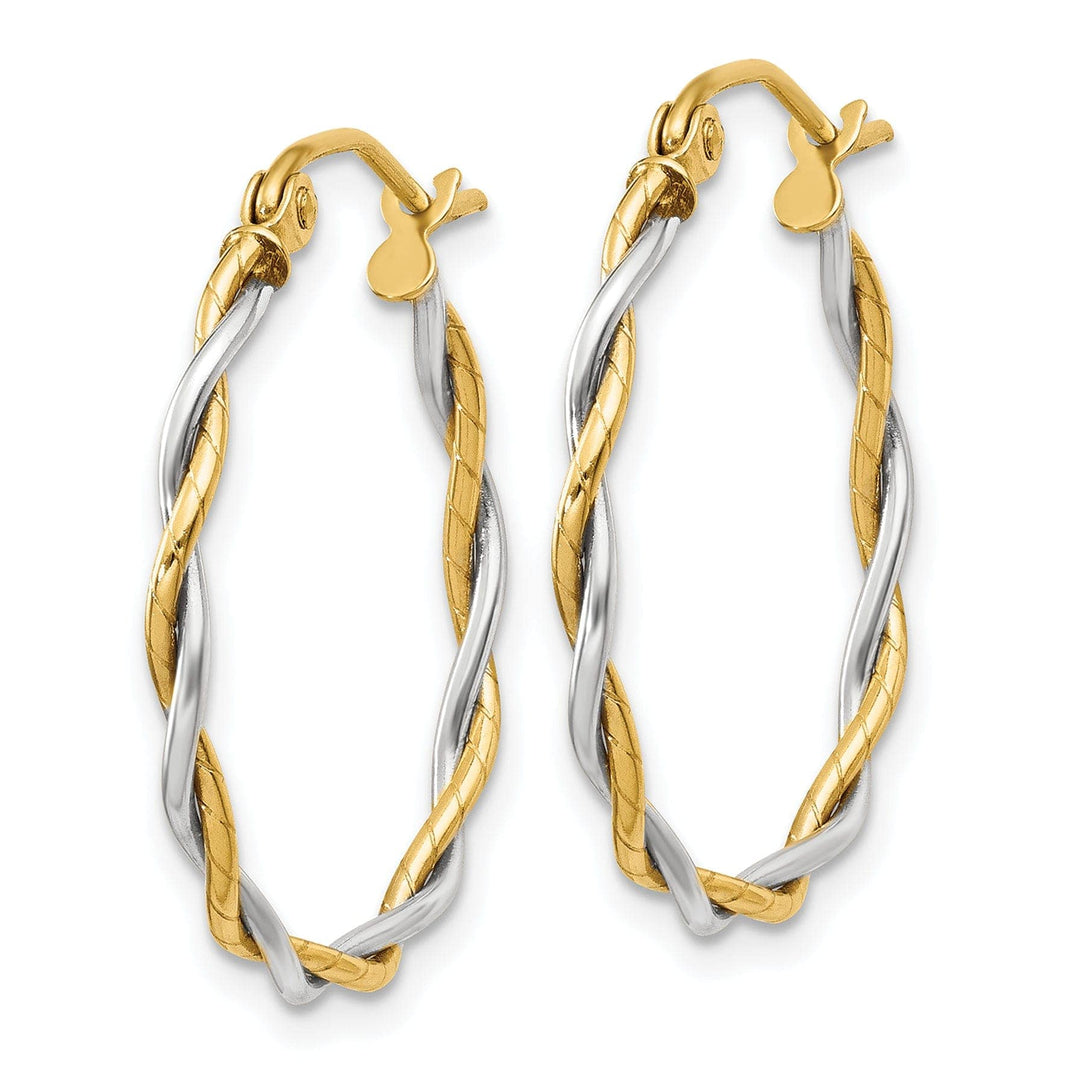 Lovely Rita's Earrings 14k Two-tone Gold Polished 2M Twisted Hoop Earring