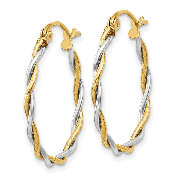 Lovely Rita's Earrings 14k Two-tone Gold Polished 2M Twisted Hoop Earring