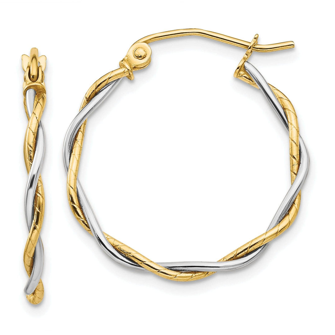 Lovely Rita's Earrings 14k Two-tone Gold Polished 2M Twisted Hoop Earring