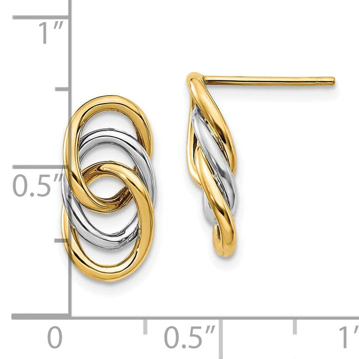 Lovely Rita's Earrings 14k Two Tone Gold Polished Circles Post Earrings