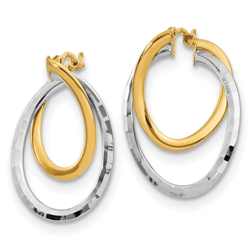Lovely Rita's Earrings 14k Two Tone Gold Polished Fancy Hoop Earrings