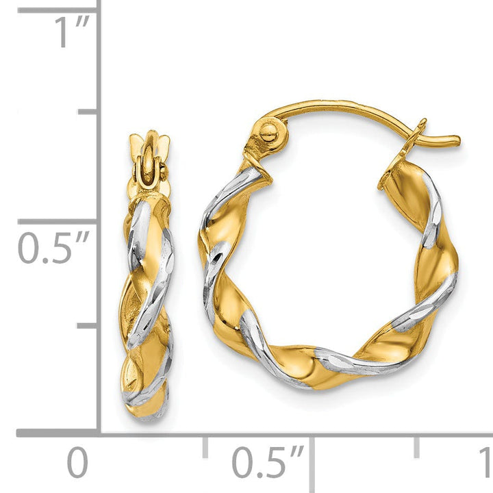 Lovely Rita's Earrings 14k Two Tone Gold Polished Fancy Twisted Hoops