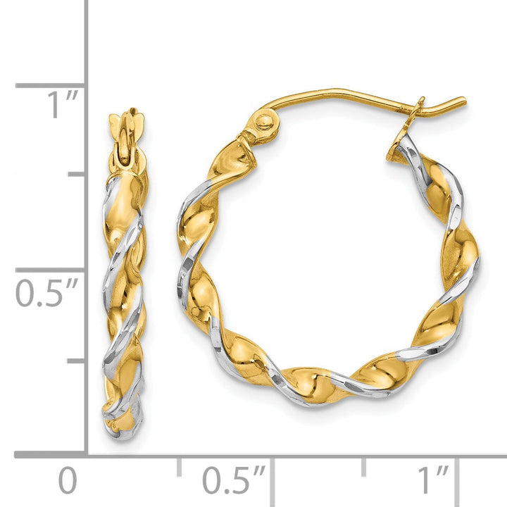 Lovely Rita's Earrings 14k Two Tone Gold Polished Fancy Twisted Hoops
