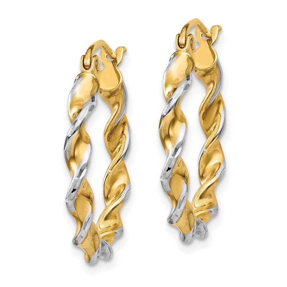 Lovely Rita's Earrings 14k Two Tone Gold Polished Fancy Twisted Hoops