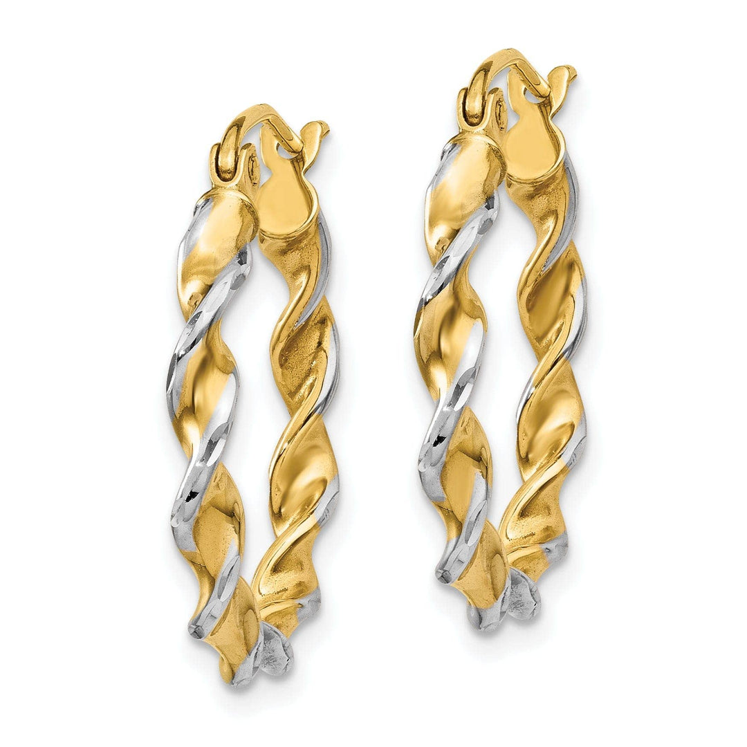 Lovely Rita's Earrings 14k Two Tone Gold Polished Fancy Twisted Hoops