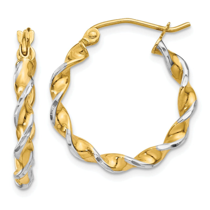 Lovely Rita's Earrings 14k Two Tone Gold Polished Fancy Twisted Hoops