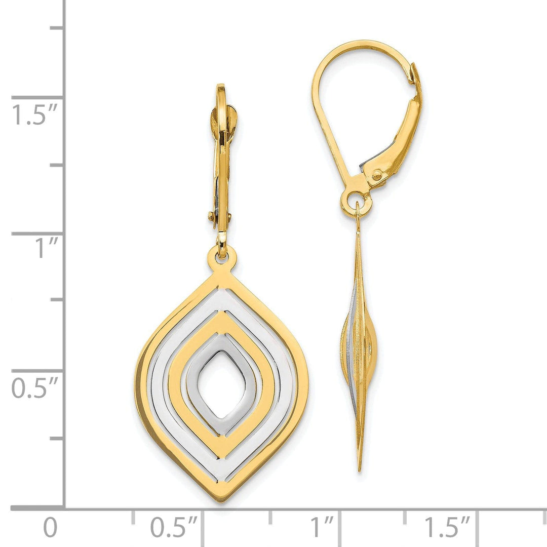 Lovely Rita's Earrings 14k Two Tone Gold Polished Leverback Earrings