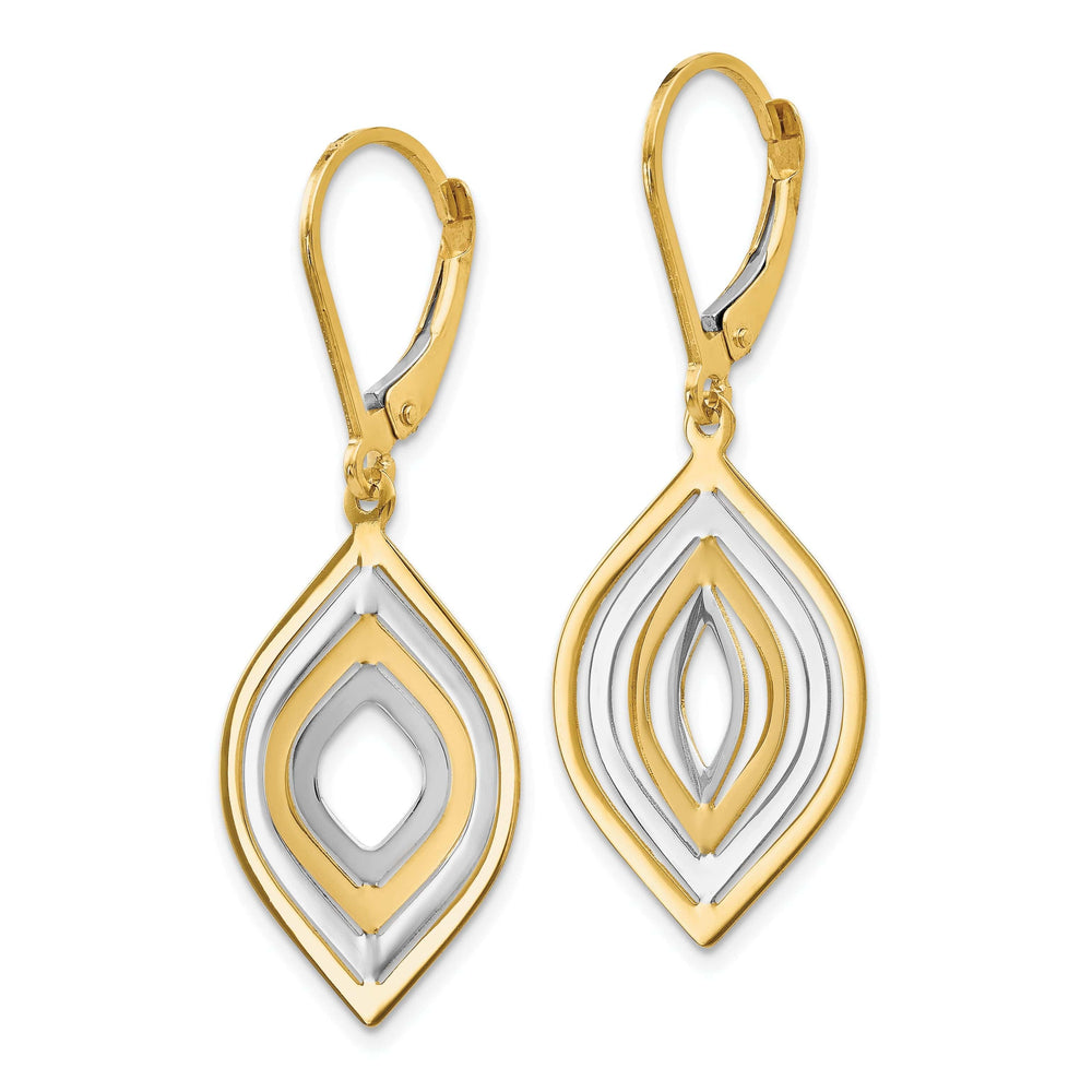 Lovely Rita's Earrings 14k Two Tone Gold Polished Leverback Earrings