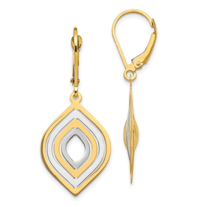 Lovely Rita's Earrings 14k Two Tone Gold Polished Leverback Earrings