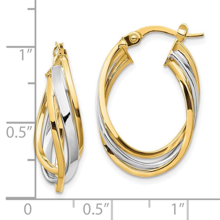 Lovely Rita's Earrings 14k Two Tone Gold Polished Oval Hoop Earrings