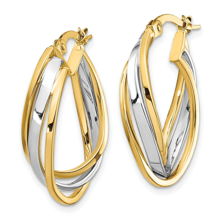 Lovely Rita's Earrings 14k Two Tone Gold Polished Oval Hoop Earrings