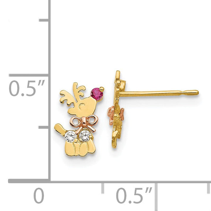 Lovely Rita's Earrings 14k Two-tone Gold Reindeer Post Earrings