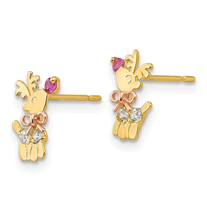 Lovely Rita's Earrings 14k Two-tone Gold Reindeer Post Earrings