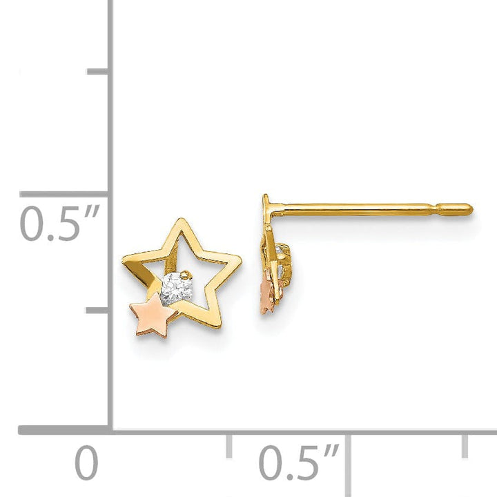 Lovely Rita's Earrings 14k Two-tone Gold Star Post Earrings