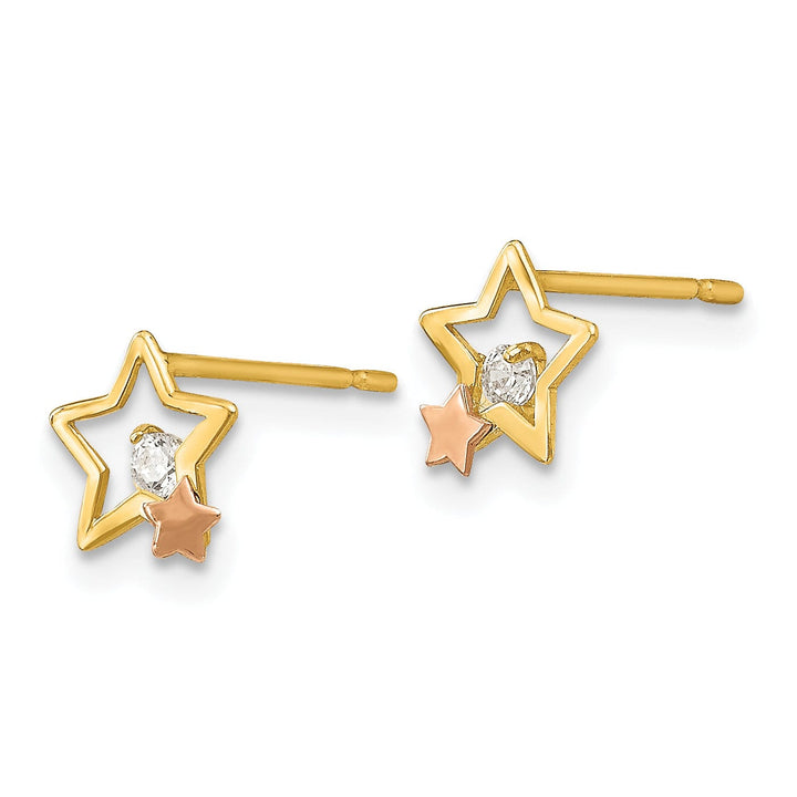 Lovely Rita's Earrings 14k Two-tone Gold Star Post Earrings