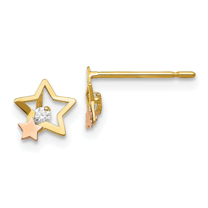 Lovely Rita's Earrings 14k Two-tone Gold Star Post Earrings