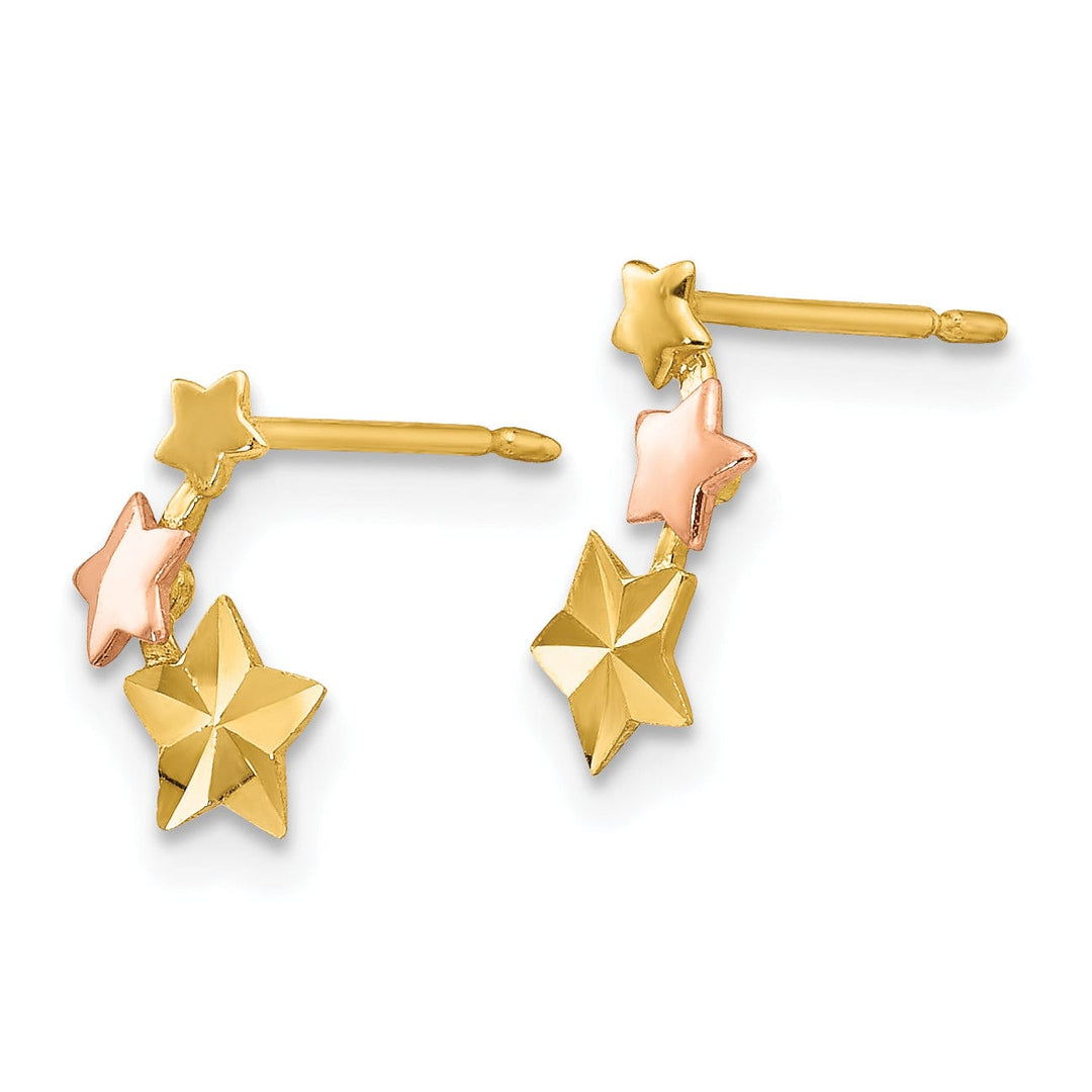 Lovely Rita's Earrings 14k Two-tone Gold Star Post Earrings