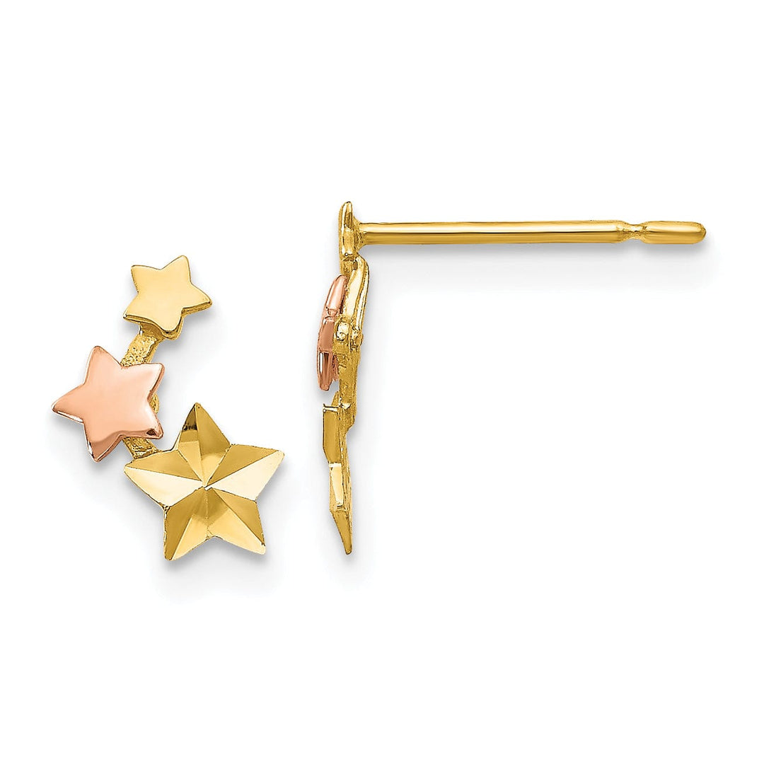 Lovely Rita's Earrings 14k Two-tone Gold Star Post Earrings