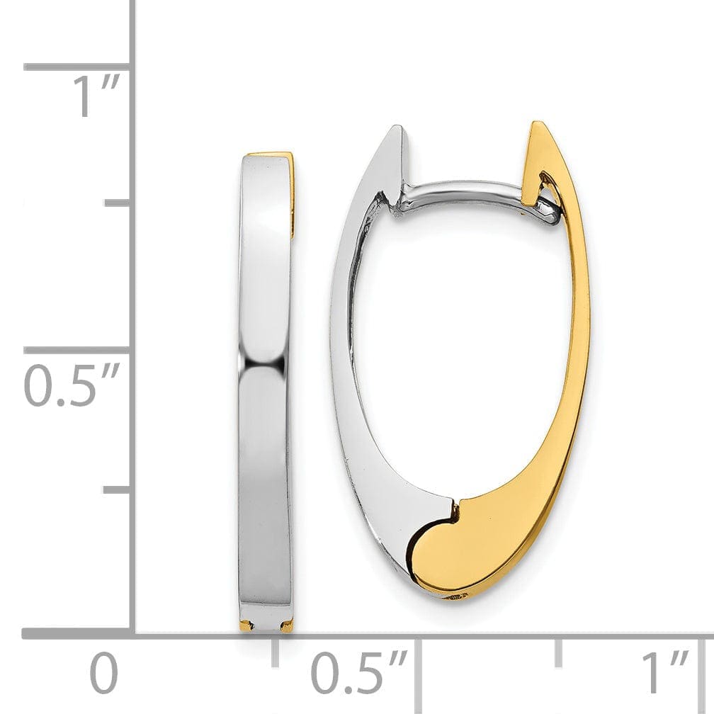 Lovely Rita's Earrings 14k Two-tone Gold V Shaped Hinged Hoop Earrings