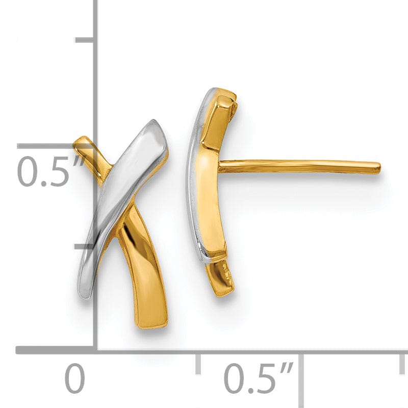 Lovely Rita's Earrings 14k Two Tone Gold X Post Earrings