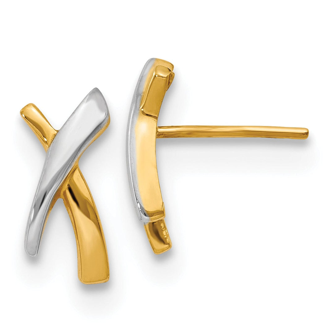 Lovely Rita's Earrings 14k Two Tone Gold X Post Earrings